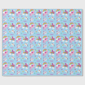 Niedlich rosa Lila Hörner und Regenbogenfarben Gir Geschenkpapier (Flach)