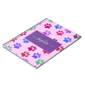 Niedlich rosa Lila Hunde Katze Liebhaber Paw Print Notizblock (Linke Seite)