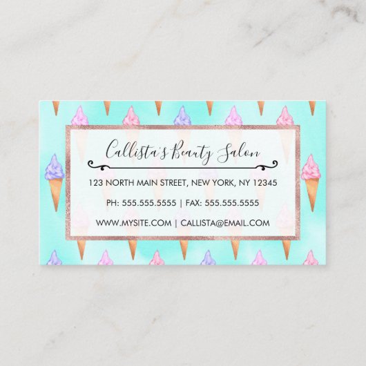 Niedlich rosa Lila Sommer Eiscreme Terminkarte (Rückseite)