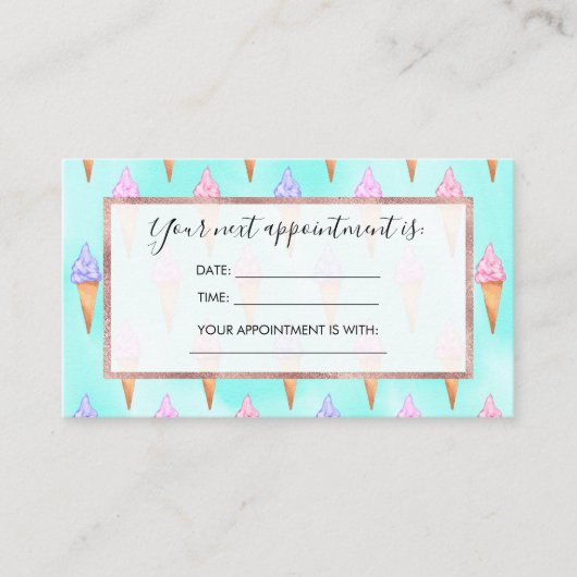Niedlich rosa Lila Sommer Eiscreme Terminkarte (Vorderseite)