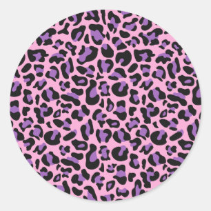 Niedlich rosa Lila Spots Tierkäse Leopard Runder Aufkleber