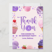 Niedlich Rosa Lila Sweet One Birthday Dankeskarte (Vorderseite)