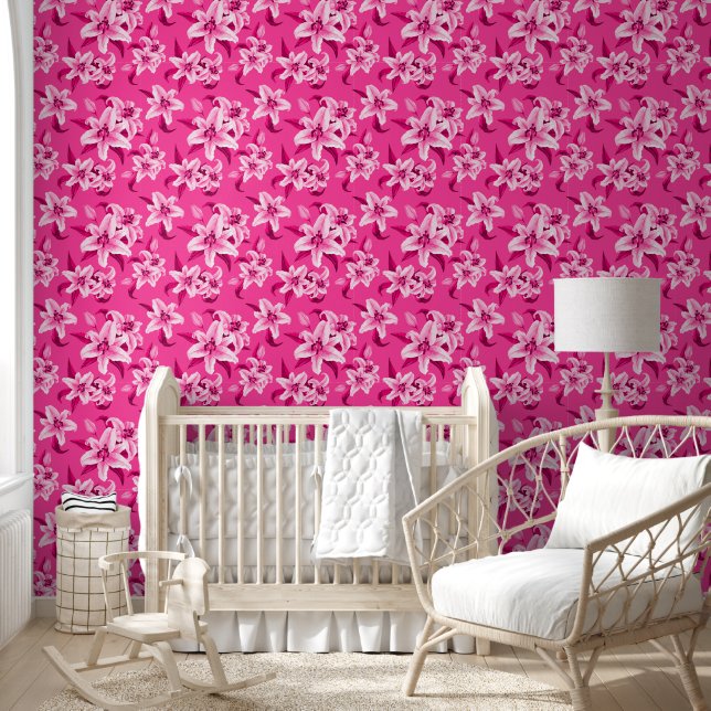 Niedlich-Rosa-Lippen-Blume Muster Kinder Tapete (Kinder)