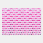 Niedlich rosa LKW und Anhänger RV Erlebnis Geschenkpapier Set (Vorderseite)