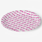 Niedlich rosa LKW und Anhänger RV Erlebnis Pappteller (Schrägansicht)