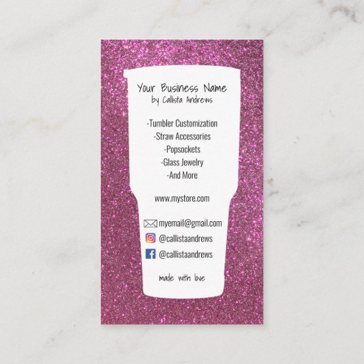 Niedlich-rosa-Logo für Aquamarine Blumenmuster-Gli Visitenkarte (Rückseite)