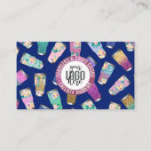 Niedlich-rosa-Logo für Aquamarine Blumenmuster-Gli Visitenkarte (Vorderseite)