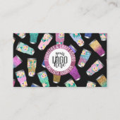 Niedlich-rosa-Logo für Aquamarine Blumenmuster-Gli Visitenkarte (Vorderseite)