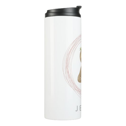 Niedlich rosa Lotus Yoga Sloth Design Personalisie Thermosbecher (Nach links gedreht)