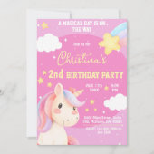 Niedlich rosa magische moderne Einhornsterne 2. Ge Einladung (Vorderseite)