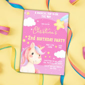 Niedlich rosa magische moderne Einhornsterne 2. Ge Einladung
