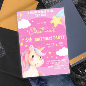 Niedlich rosa magische moderne Einhornsterne 5. Ge Einladung