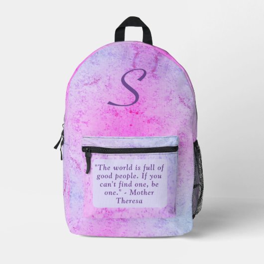 Niedlich rosa Marmor mit Text Bedruckter Rucksack (Vorderseite)