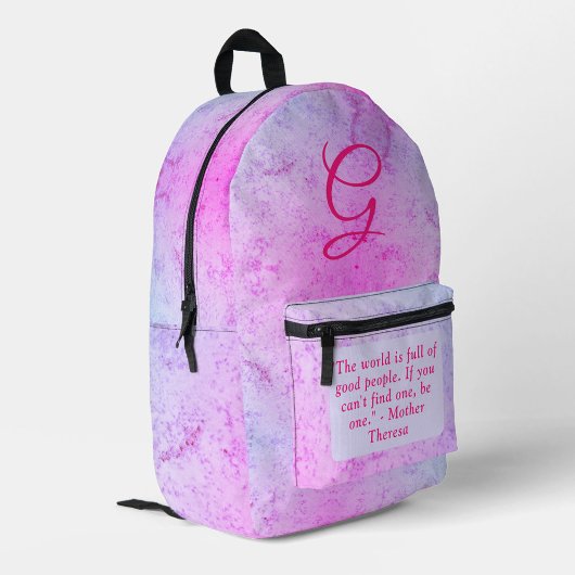 Niedlich rosa Marmor mit Text Bedruckter Rucksack