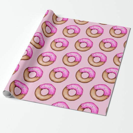 Niedlich rosa Mattierte Donuts mit Sprinklermuster Geschenkpapier (Ungerollt)