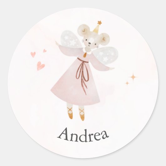 Niedlich rosa Mausaufkleber Runder Aufkleber (Vorderseite)