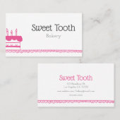 Niedlich rosa Minimalistisches Kuchengebäck Illust Visitenkarte (Vorne/Hinten)