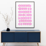 Niedlich rosa, moderne geometrische Formen Kunstde Poster<br><div class="desc">Ein lustiges und leuchtend geometrisches Design Poster aus halben Kreisen in Rosa.</div>