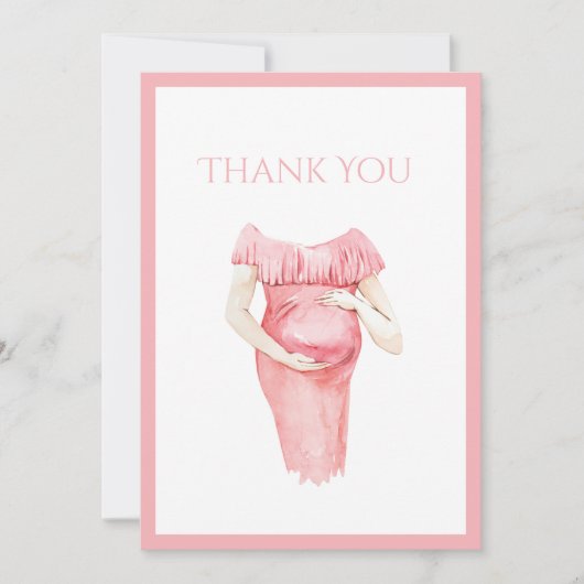 Niedlich rosa Mommy-to-Be-Baby-Dusche Dankeskarte (Vorderseite)