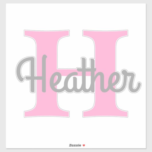 Niedlich rosa Monogramm Aufkleber (Blatt)