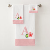 Niedlich rosa Monogramm mit Blume-Handtuchhandtuch Badhandtuch Set (Insitu)