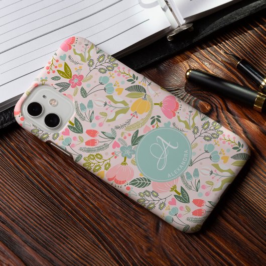 Niedlich rosa Monogramm Name personalisiert gurt Case-Mate iPhone Hülle