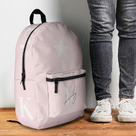 Niedlich rosa Monogramm Stilvoll Zurück zur Schule Bedruckter Rucksack