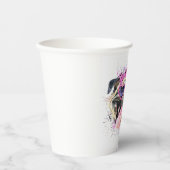 Niedlich rosa Mops Pappbecher (Vorderseite)