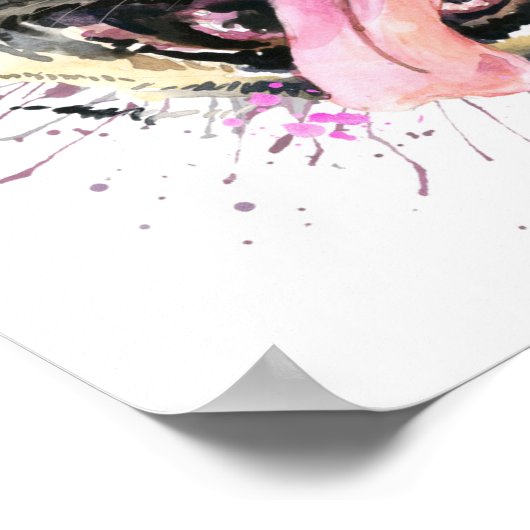 Niedlich rosa Mops Poster (Ecke)