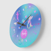 Niedlich Rosa Muscheln des Aquamarinen Meeres Meer Große Wanduhr (Winkel)