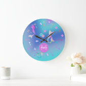 Niedlich Rosa Muscheln des Aquamarinen Meeres Meer Große Wanduhr (Zuhause)