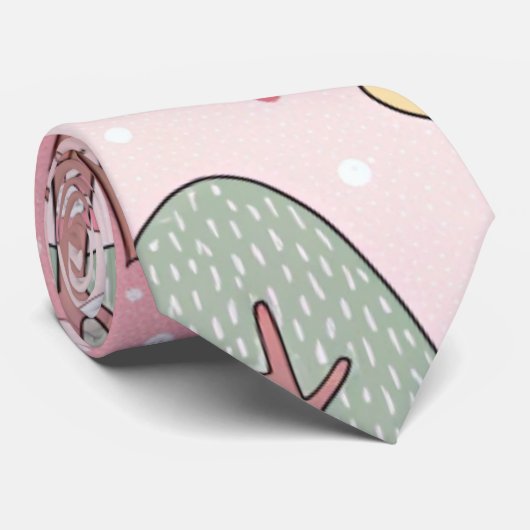 Niedlich rosa Muster Krawatte (Gerollt)