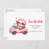 Niedlich rosa Neigung Save the Date Auto fahren