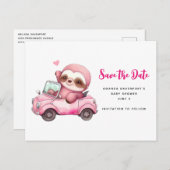 Niedlich rosa Neigung Save the Date Auto fahren Einladungspostkarte (Vorne/Hinten)