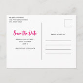 Niedlich rosa Neigung Save the Date Auto fahren Einladungspostkarte (Rückseite)