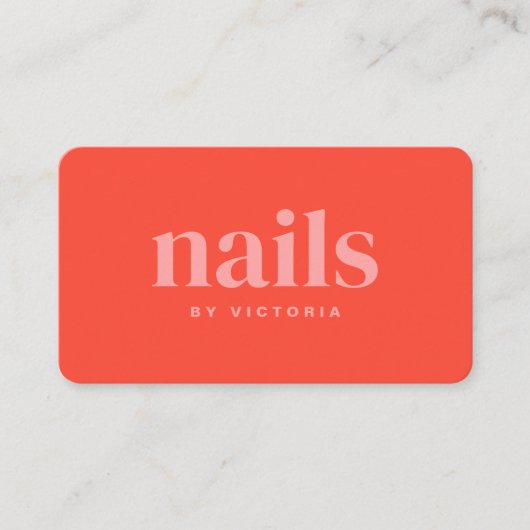 Niedlich rosa Neonnagel-Techniker Visitenkarte (Vorderseite)