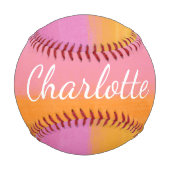 Niedlich Rosa Orange Abstrakte Farbe Personalisier Baseball (Rückseite)