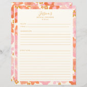 Niedlich Rosa Orange Blume Brautparty Rezept Seite (Vorne/Hinten)