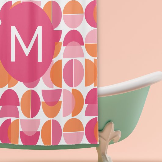 Niedlich Rosa Orange Mitte Jahrhundert Modernes Mi Duschvorhang