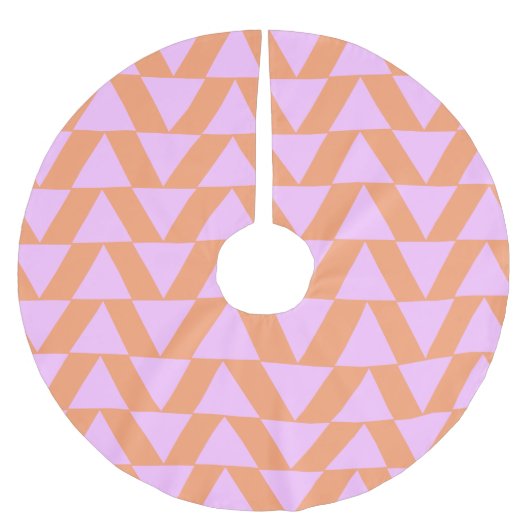 Niedlich rosa Orange Modern Geometric Triangle Pat Polyester Weihnachtsbaumdecke (Vorderseite)