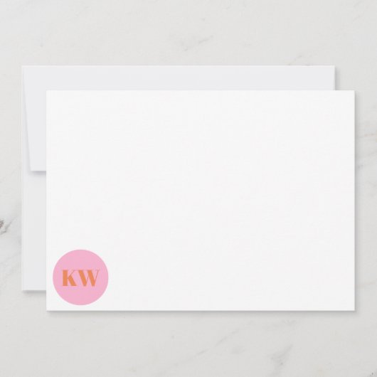 Niedlich rosa Orange Monogram Initialen Personalis Dankeskarte (Vorderseite)