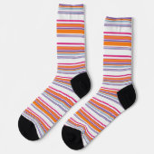 Niedlich-rosa-orange Streifen Socken (Linkes Detail)