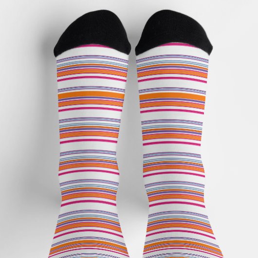 Niedlich-rosa-orange Streifen Socken (Oben)