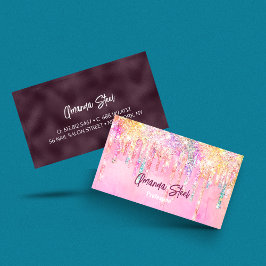 Niedlich Rosa Orange Unicorn Glitzer Tropfen Monog Visitenkarte