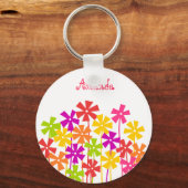 Niedlich-rosa-orangefarbene Blume Schlüsselanhänger (Vorderseite)