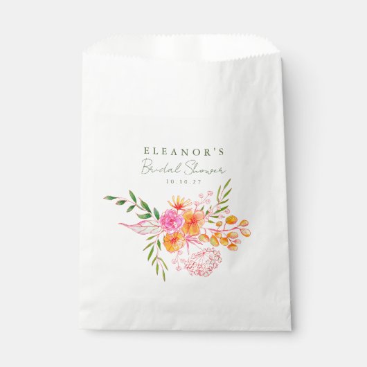 Niedlich rosa Orangefarbenes Brautparty Geschenktütchen (Vorderseite)