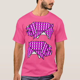 Niedlich Rosa Origami Pig T-Shirt