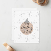 Niedlich-rosa-Ornament, weiß-grau Weihnachtsmonogr Mitteilungskarte (Vorderseite/Rückseite Beispiel)