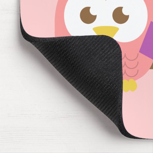 Niedlich-Rosa-Owl-Abschluss Personalisiert Mousepad (Ecke)
