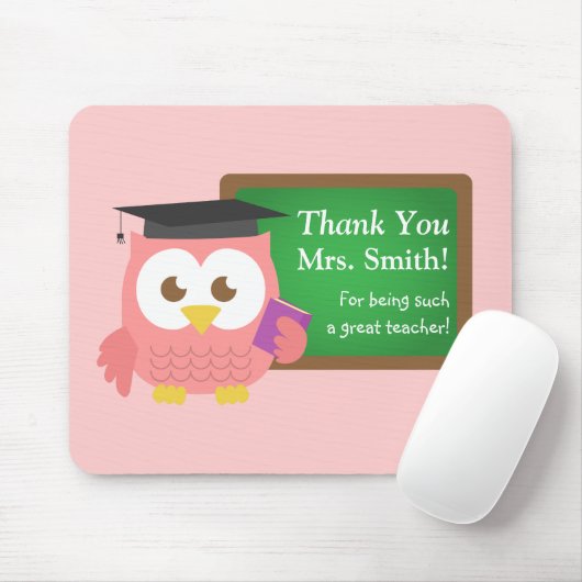 Niedlich-Rosa-Owl-Abschluss Personalisiert Mousepad (Mit Mouse)
